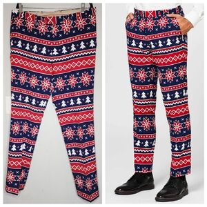 Opposuits Nordic Noel Christmas Suit Pants Red Blue White Men's Size 36